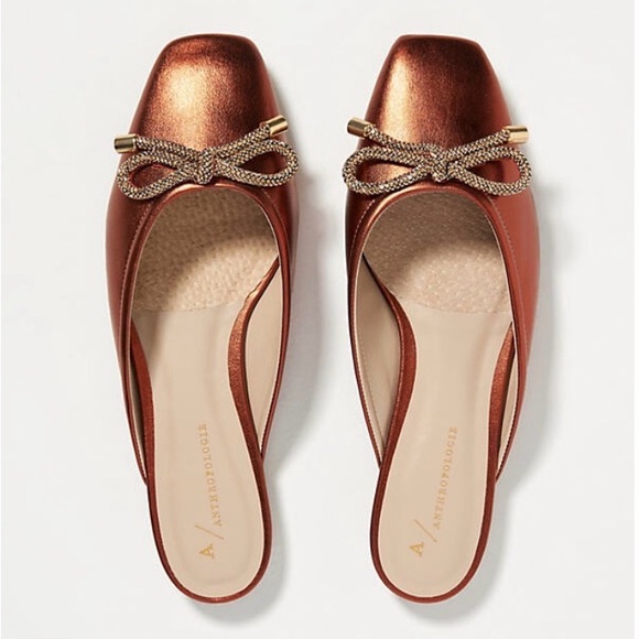 Anthropologie Shoes - Anthropologie Ballet Mule Flat w/Metallic Bow